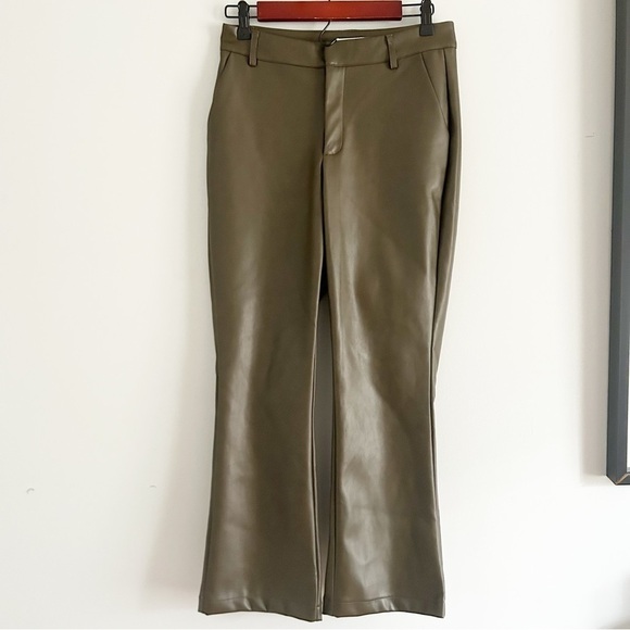 Avec Les Filles Olive Green Leather Pants - Picture 1 of 10